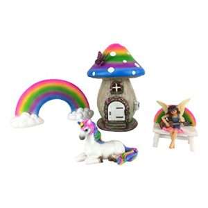 Rainbow Mushroom Fairy House 5 pc